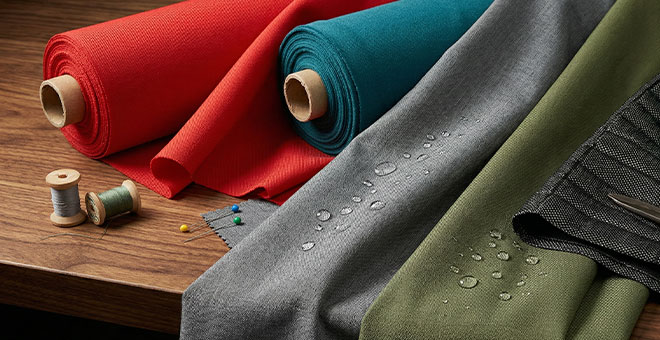 Tissus outdoor sur une table en bois – Généré par IA