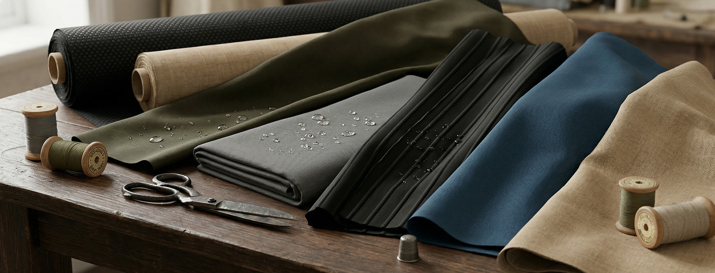 Tissus Cordura drapés sur une planche en bois - Généré par l'IA