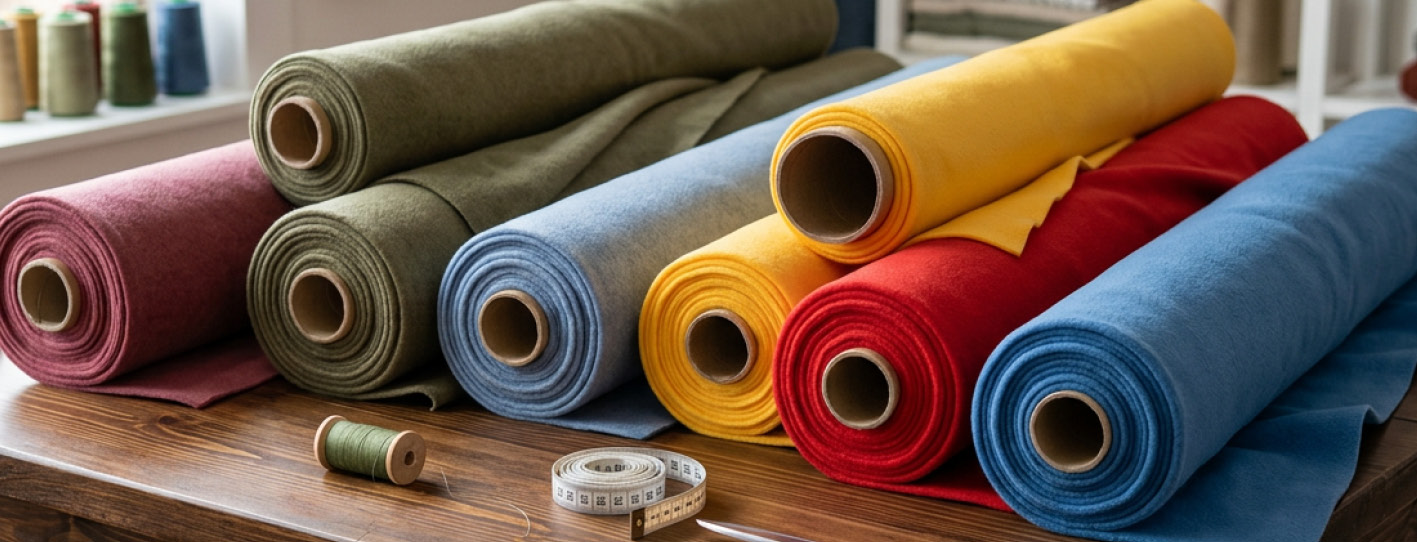Fleece fabrics on a wooden table - AI-generated