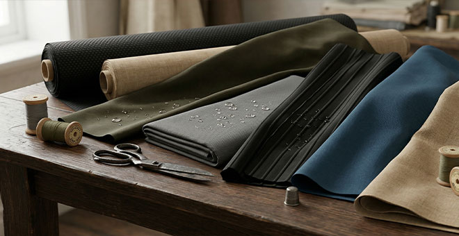 Tissus Cordura® sur une table en bois – Généré par IA